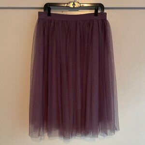 Women's Purple Tulle Midi Skirt